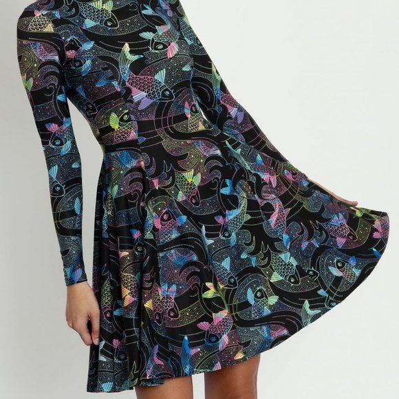 BlackMilk Koi Rainbow LS Evil LL Dress XL - Picture 2 of 9